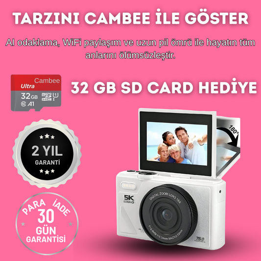 CAMBEE 5K Dijital Fotoğraf ve Video Kamera